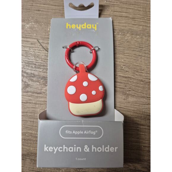 Heyday Apple AirTag Keychain Cute Mushroom Tag Holder Carabiner Clip s30 b1 - Picture 5 of 6